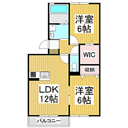 リバージュ 2LDKの間取図画像