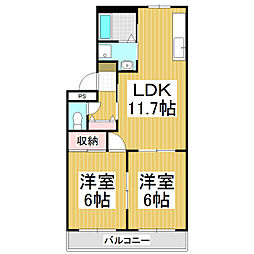 ウィンディ・プレイス 2LDKの間取図画像