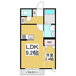 ウィズハイム北松本 1LDKの間取図画像
