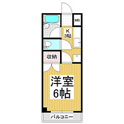ラ・セゾン 1Kの間取図画像