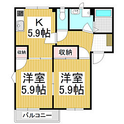 フレグランスウインドB 2Kの間取図画像