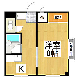 カーサフォレスタ 1Kの間取図画像