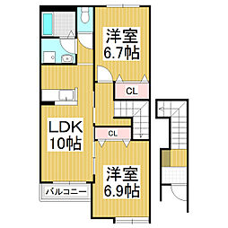 ラ・サンシャイン 2LDKの間取図画像
