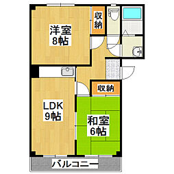コーポかめや 2LDKの間取図画像