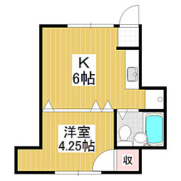 コーポソナタ 1Kの間取図画像