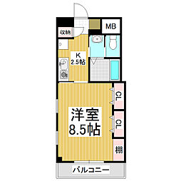 丸岩ビルベルエア 1Kの間取図画像