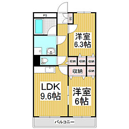 マンションシルクスクエア 2LDKの間取図画像