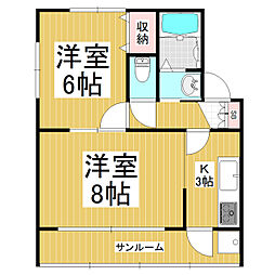 城北ハイツ 2Kの間取図画像