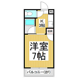 ブライトンササヒラ 1Kの間取図画像