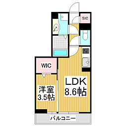 ヴィオコート平田 1LDKの間取図画像