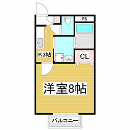 レジデンス並柳 1Kの間取図画像