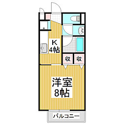 サープラスワンアルペン並柳B 1Kの間取図画像