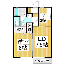 メゾンあずみの里B 1LDKの間取図画像