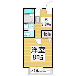 フレグランス郵とぴあC 1Kの間取図画像