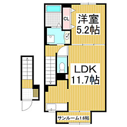 サニーウェル鎌田 1LDKの間取図画像