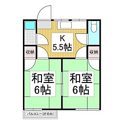 フォーブル米山 2DKの間取図画像