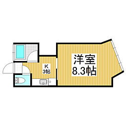 サンビューササヒラ 1Kの間取図画像