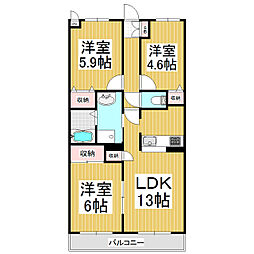 メゾンファルグ 3LDKの間取図画像