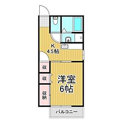さくら荘 1Kの間取図画像