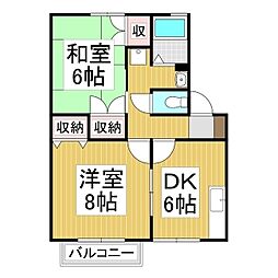 セジュール上條 2DKの間取図画像