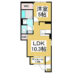 ルミエールC 1LDKの間取図画像