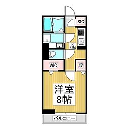アーバンクレスト桐 1Kの間取図画像