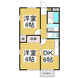 メゾンエス・プワール 2DKの間取図画像