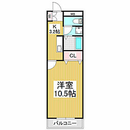 コンフォート27 1Kの間取図画像