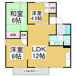 セジュール沢村B 3LDKの間取図画像