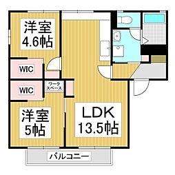 ダイヤモンド・ディアスミズヤA 2LDKの間取図画像