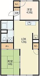 レイクサイドハウス 1階2LDKの間取り