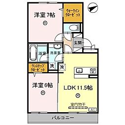 K’S　グレイス 2階2LDKの間取り
