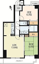 グローバル大津中央 2LDKの間取図画像