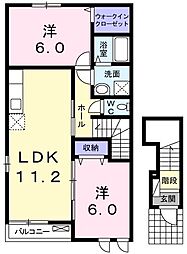 ARK’S滋賀里 2階2LDKの間取り