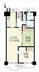 シャルマンコーポ第2瀬田 2LDKの間取図画像