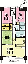 ローレルコート草津 3LDKの間取図画像