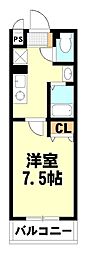 アヴァンセ草津 1Kの間取図画像
