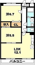 メゾンリバーサイド 2LDKの間取図画像