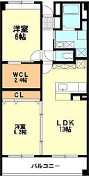 テオリア 2LDKの間取図画像