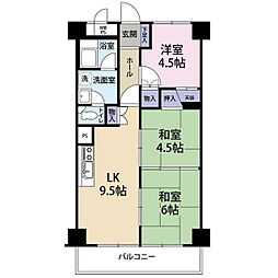 狭山ハウス2号館 3LDKの間取図画像
