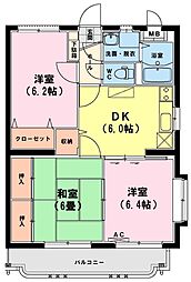 ユーミーいちまる1 3DKの間取図画像