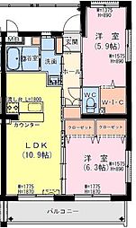 サンテラス・TUTOMI 1階2LDKの間取り