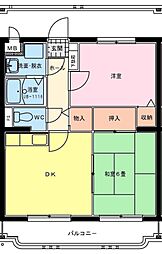 サングリーン藤沢 1階2DKの間取り