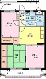 レジデンス・ハーモニーII 1階3DKの間取り