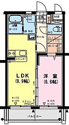 レガーロ 1階1LDKの間取り