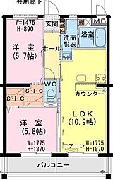 トレジャー　ビルド 2階2LDKの間取り