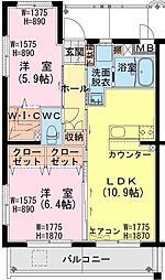 トレジャー　ビルド 3階2LDKの間取り