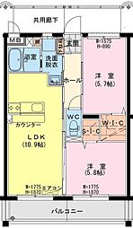 ナガエ フィールド 2LDKの間取図画像