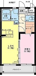 ユーミーなでしこ2 1LDKの間取図画像