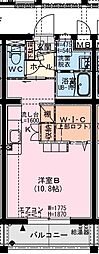 南日本銀行宮崎社宅A棟 ワンルームの間取図画像